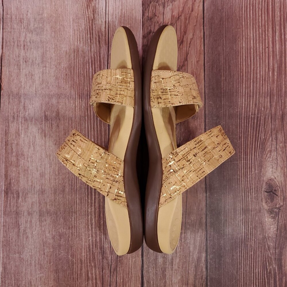 Vionic Shore Womens Size 9 Two Adjustable Straps Cork Sandals Slides Tan Comfort - Picture 10 of 14